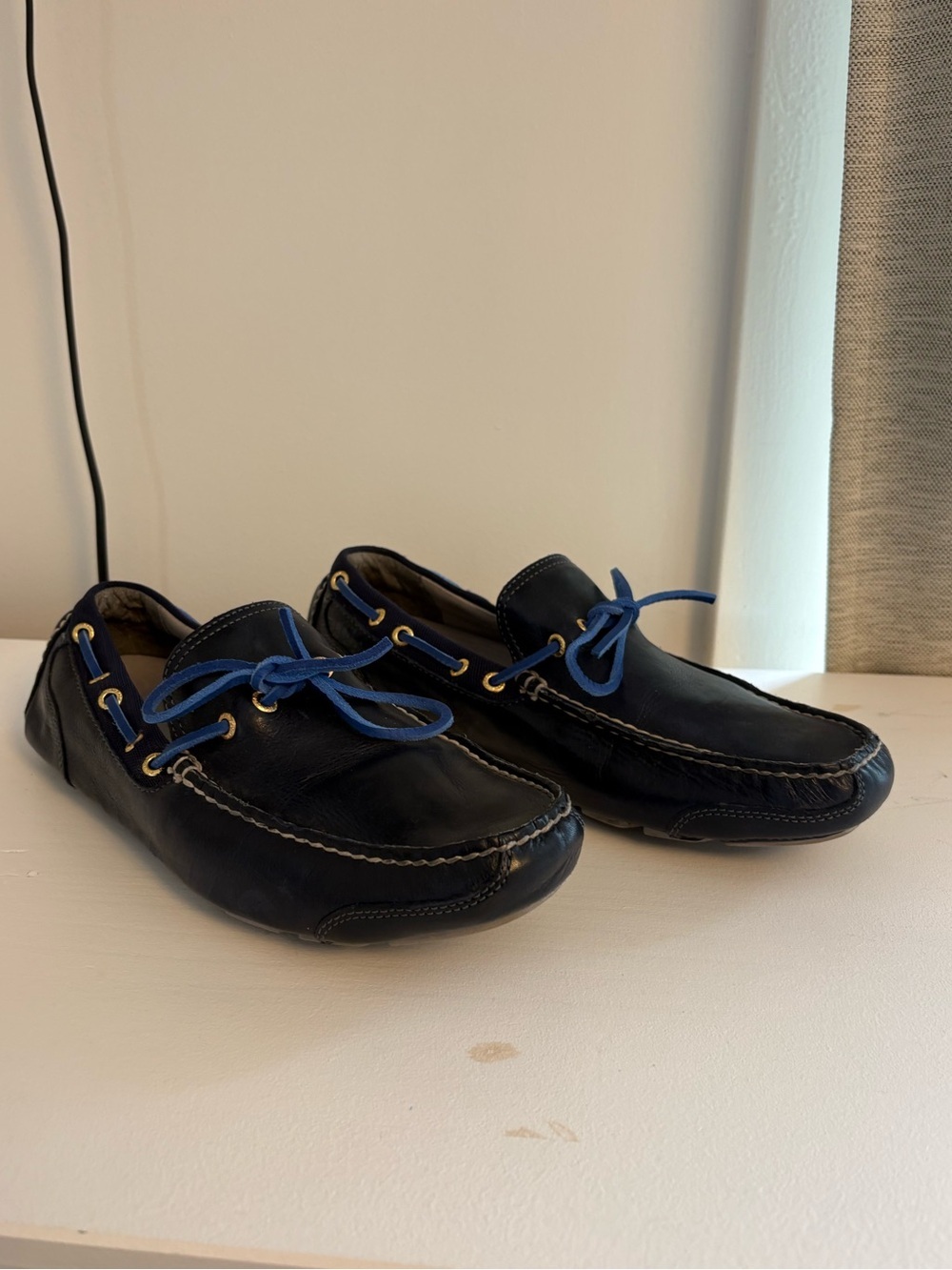 Gold Cup Sperry's Navy Leather Boat Shoes Size 9